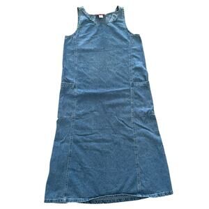VTG 90s Denim Ankle Length Dress w/ Side Pockets size S Denim & Co CottageCore